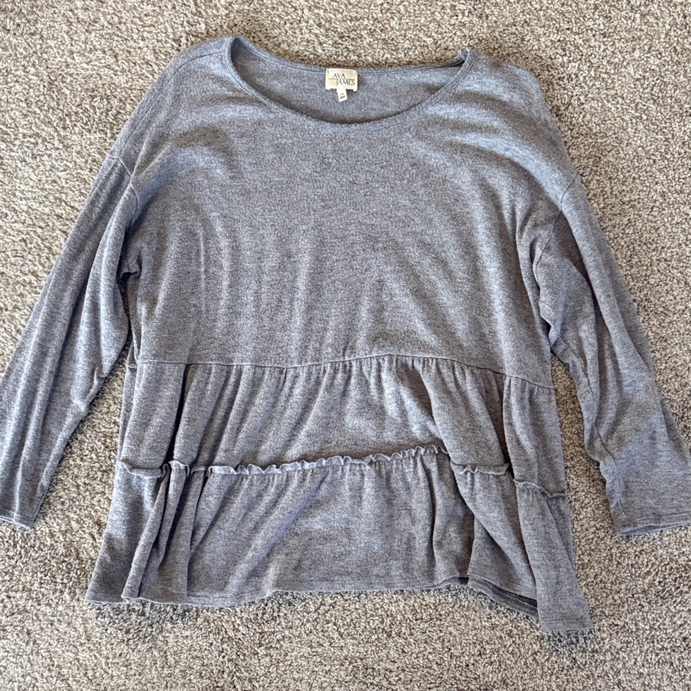Gray Ruffled Women's Sweater